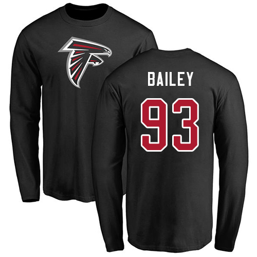 Atlanta Falcons Men Black Allen Bailey Name And Number Logo NFL Football #93 Long Sleeve T Shirt